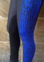 4.0 Blue leopard racing stripe tights
